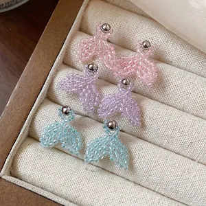 Handmade Seed Bead Fish Tail Stud Earrings With 925 Sterling Silver Earring Post Niche Design Beaded Mermaid Tail Earrings Women Jewelry