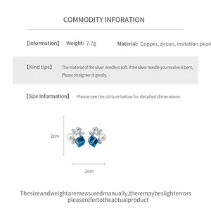 Größeninformationen für elegante Ohrringe mit Zirkon, Perlen und Silberstecker