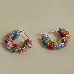 Vibrant Dopamine Style Colorful Seed Beads Hoop Earrings For Women Copper Hand-Beaded Summer Niche Design Fashion Jewelry