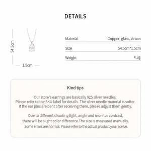 Detailed size and material specifications for pink cloud zircon water drop necklace accessory