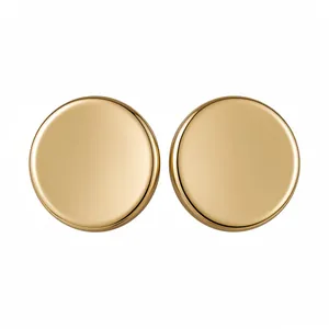 Orecchini a perno tondi concavi in oro lucido con aghi in argento per stile minimalista