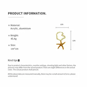 Product specifications for the acrylic starfish pendant necklace with material and weight info