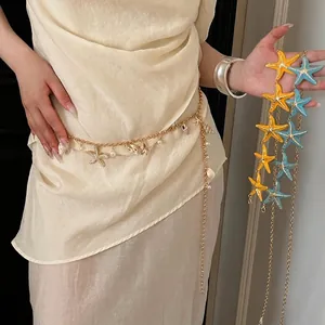 Böhmische Seestern und Schnecke Perle Taillenkette Gürtel für Damen Kleider Accessoires