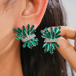 European Style Irregular Fireworks Stud Earrings Luxury Rhinestone Inlaid Alloy Jewelry With Silver Earring Post For Women