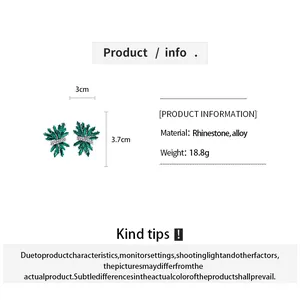 Detailed specifications and measurements for these elegant green firework rhinestone earrings