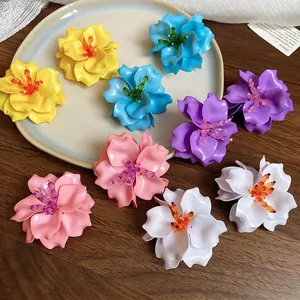 Stylish colorful 3D acrylic flower earrings for sweet summer beach vacation style.