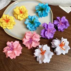 Colorful acrylic 3D flower stud earrings for women summer vacation style