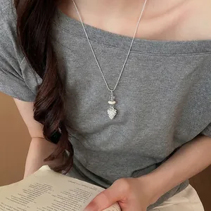Minimalist silver pinecone pendant necklace for women stylish clavicle chain jewelry