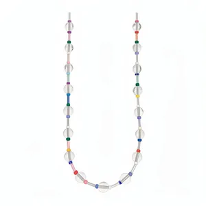 Bohemian crystal beaded necklace with colorful accents for seaside vacation style.