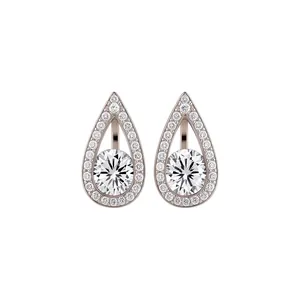 Elegant 18k rose gold plated teardrop clip-on earrings with brilliant cubic zirconia stones