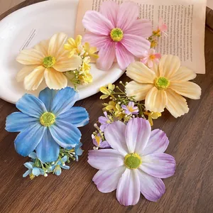 Barrettes à fleurs en tissu de style forêt douce, ensemble de couleurs pastel variées