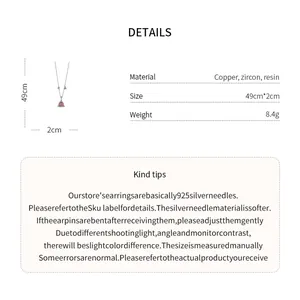 Detail view of specifications for resin pudding pendant zircon necklace with dimensions