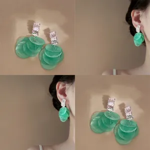 Französischer Stil Zirkonia Muschel Quaste Ohrringe Für Damen Elegante Geometrische Muschel Blütenblatt Tropfen Ohrringe Strand Schmuck Zubehör