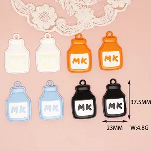 Colorful DIY alloy milk box charms for keychains and bags, measures 37.5x23mm
