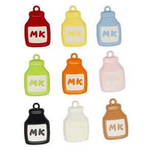 Set of colorful DIY alloy milk carton enamel charms for bag pendants and keychain accessories.