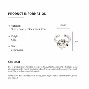 Spécifications détaillées d'une bague ouverte bohème avec coquillage et perles avec tailles