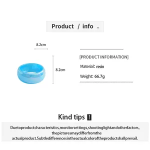 Detailed measurements and specifications for a blue iridescent marbled resin bangle.