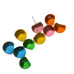 Vibrant dopamine colored resin ball stud earrings for women in various bright shades