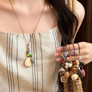 Collana fatta a mano con ghianda della foresta stile Mori e pendenti di semi naturali