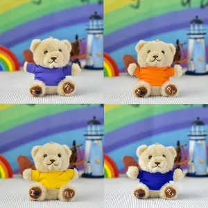 Adorable plush teddy bear keychain pendant in multiple colors for backpack decoration gift