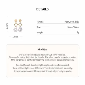 Product specifications of baroque irregular pearl drop earrings showing dimensions