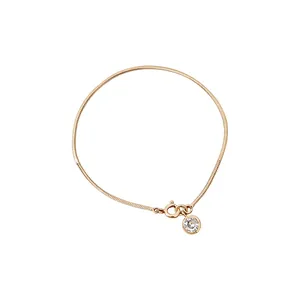 Elegant 18k gold plated snake chain bracelet featuring a sparkling round zircon pendant