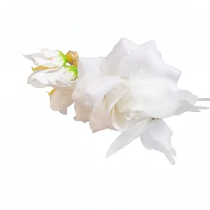 Elegant white rose floral hairpin for Chinese style dresses and vacation wear