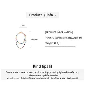 Detailed product info for colorful enamel heart necklace with dimensions and materials