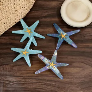 Lot de 4 pinces à cheveux étoiles de mer en résine pour coiffure de vacances
