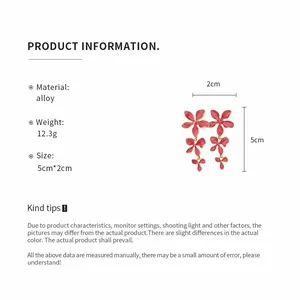 Detaillierte Produktspezifikationen für rosa Emaille-Blumen-Ohrringe mit Maßen