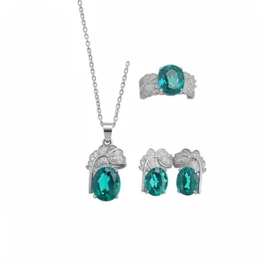 Parure di gioielli piuma vintage in zircone con collana, anello e orecchini