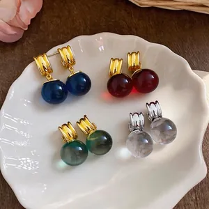Vintage hars ronde hangende oorbellen in meerdere kleuren voor een luxe uitstraling