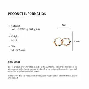 Detailed product info for colorful beaded hoop earrings including size and weight
