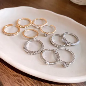 Luxus Legierung Strass Künstliche Perle Offene Ringe Für Damen Eleganter Gold Silber Plattierter Fingerring Handschmuck