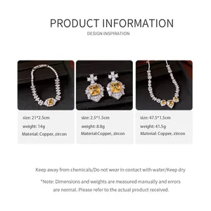 Detailed specifications for vintage zircon jewelry set including necklace and earrings