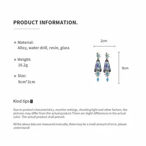 Product info sheet for vintage resin flower pendant earrings with dimensions