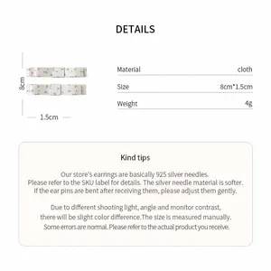 Detailed specifications of the floral fabric bow hair clip including size and material.
