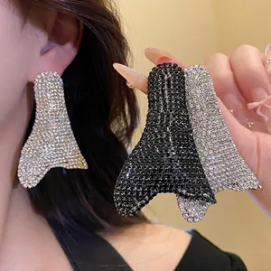 Orecchini Geometrici Irregolari Esagerati in Rame Con Strass Intarsiati Gioielli Retro per Donna Oro Argento Nero