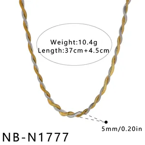 Vue détaillée du collier chaîne serpent torsadée or et argent avec dimensions