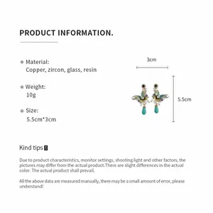 Detailed product specification for zircon floral pearl drop butterfly earrings info