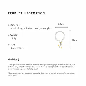 Detailed product information for lemon beaded necklace with OT clasp and size guide