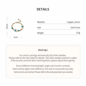Detailansicht eines Retro-Zirkon-Doppelarmbands mit Material- und Größenangaben