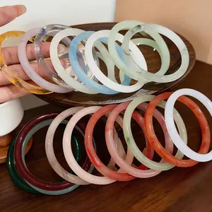 Bracelets joncs translucides de style lavis d'encre aux couleurs marbrées variées