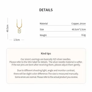 Detailed product specifications and dimensions of the gold initial H zircon necklace