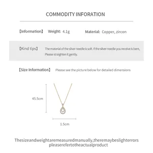 Specifiche dettagliate della collana in zircone a goccia con dimensioni e peso
