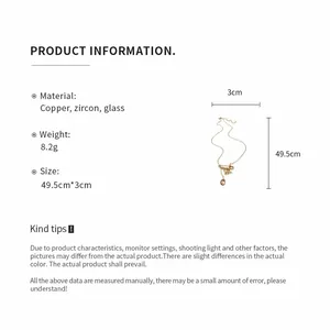 Product specifications for 24k gold plated gourd waterdrop pendant necklace with measurements.