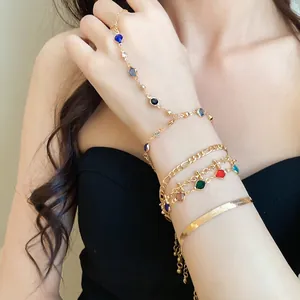 Five-piece gold crystal beaded bracelet set for women, elegant and versatile design