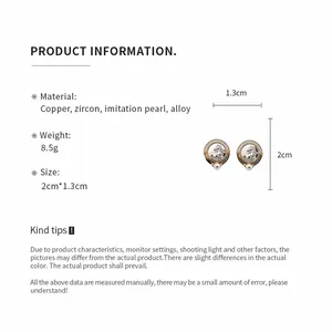 Boucles d'oreilles vintage tête de cheval et perle avec détails sur les dimensions.