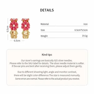 Size and material details chart for daisy floral gold-plated iron cuff bracelet