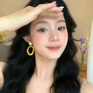 Vibrant dopamine yellow and white organic hoop earrings for women